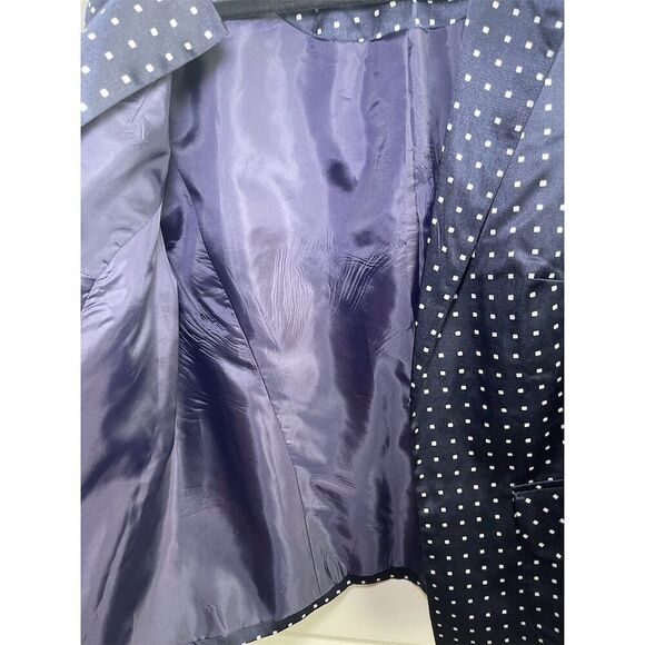Pendleton Women's Plus 14w Navy Polka Dot Blazer 3/4 Sleeve Open Front - Picture 6 of 8